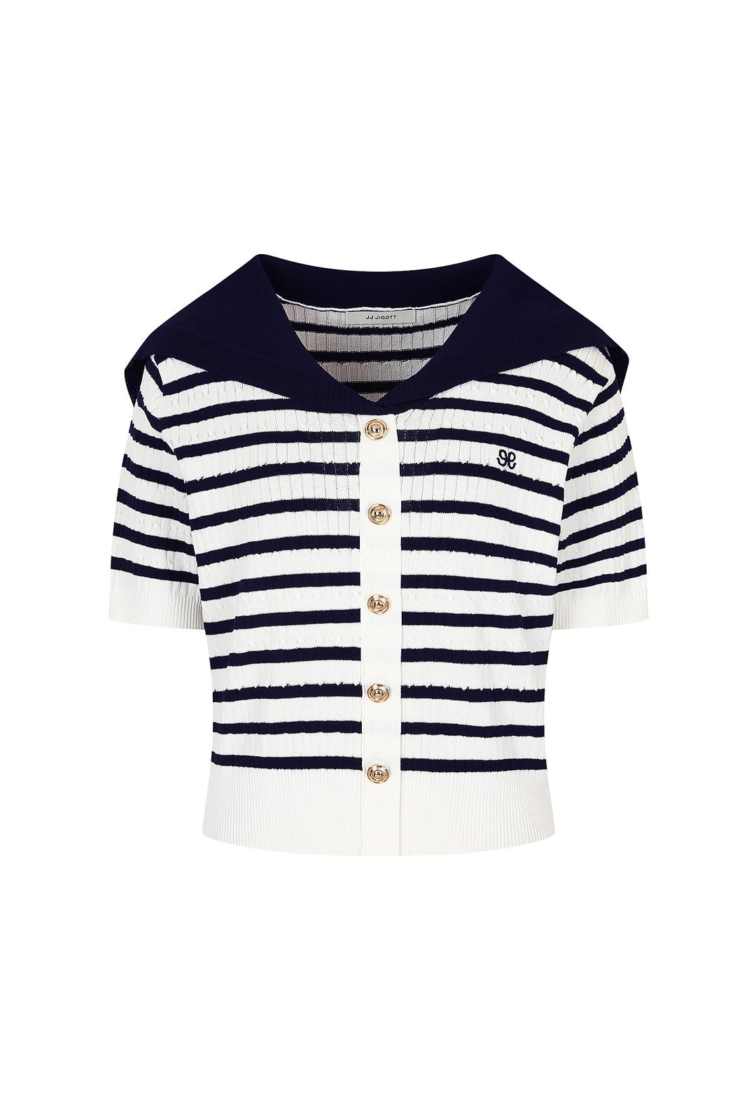JJ지고트 버튼 장식 세일러 칼라 풀오버 니트 (NAVY) GP5P1PO531