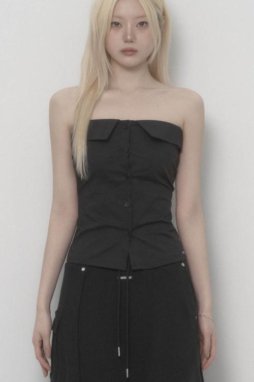 Tie Shirt Tube Top (Black)