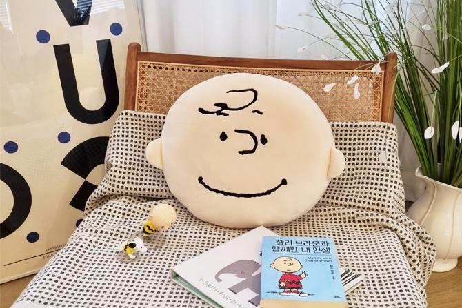 스누피 찰리브라운 얼굴쿠션 쇼파 캐릭터 모찌 미니 인형쿠션