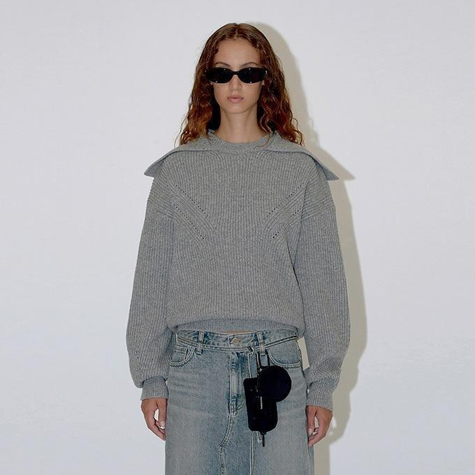 WOOL COLLAR KNIT PULLOVER (grey)