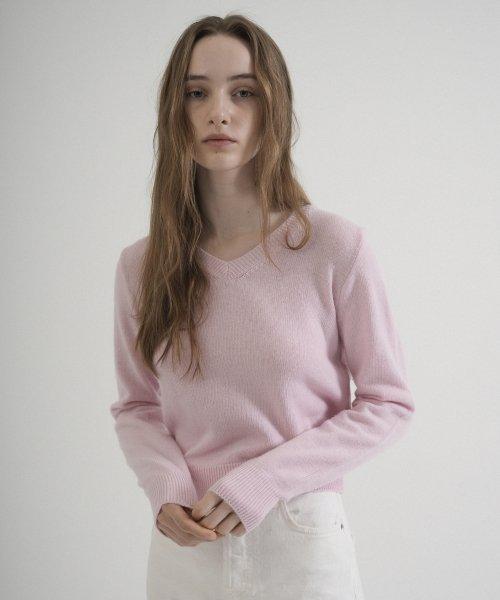 Cashmere V-neck Knit (Pink)
