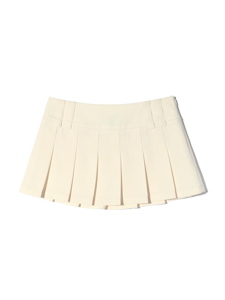 BELT PLEATS MINI SKIRT CREAM