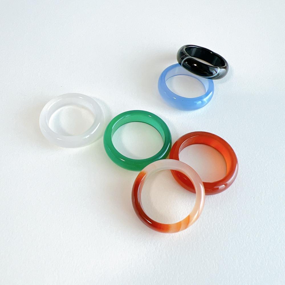 천연 칼세도니  아게이트 투명  마노 원석 반지 한복 가락지