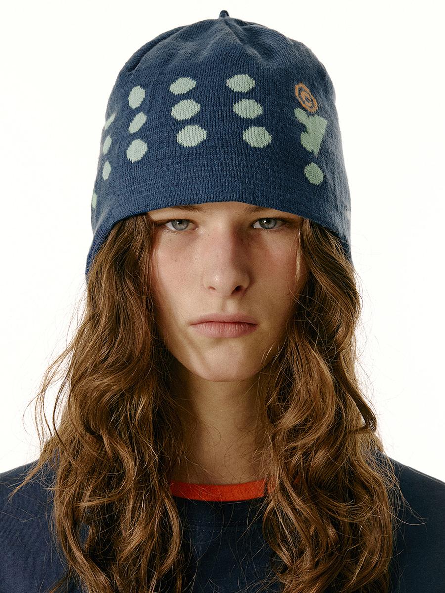 Dot-Com Tassel Beanie Blue