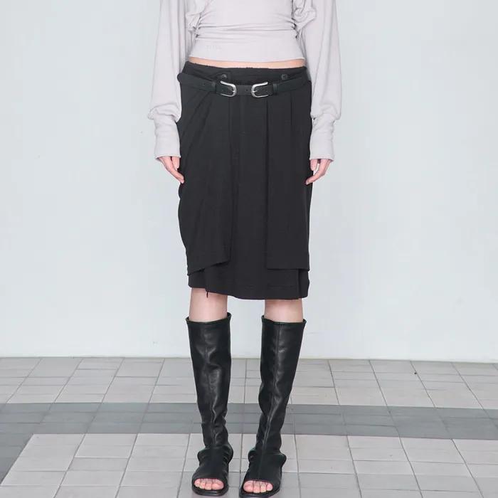 Drape Midi Skirt _ Black