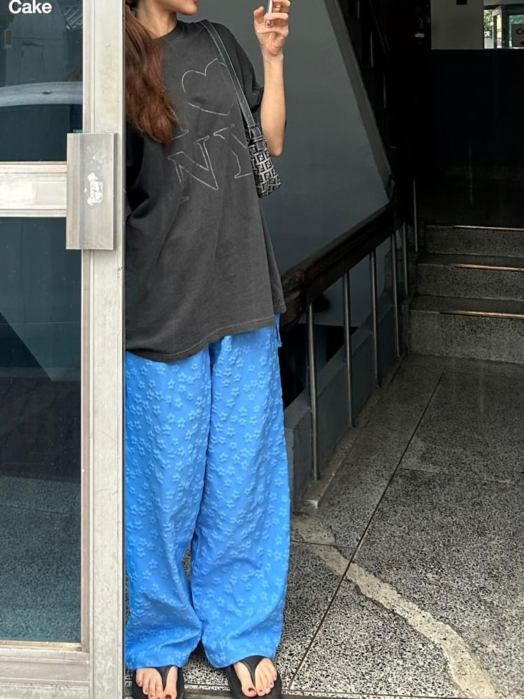 플라워 엠보 팬츠(2컬러)