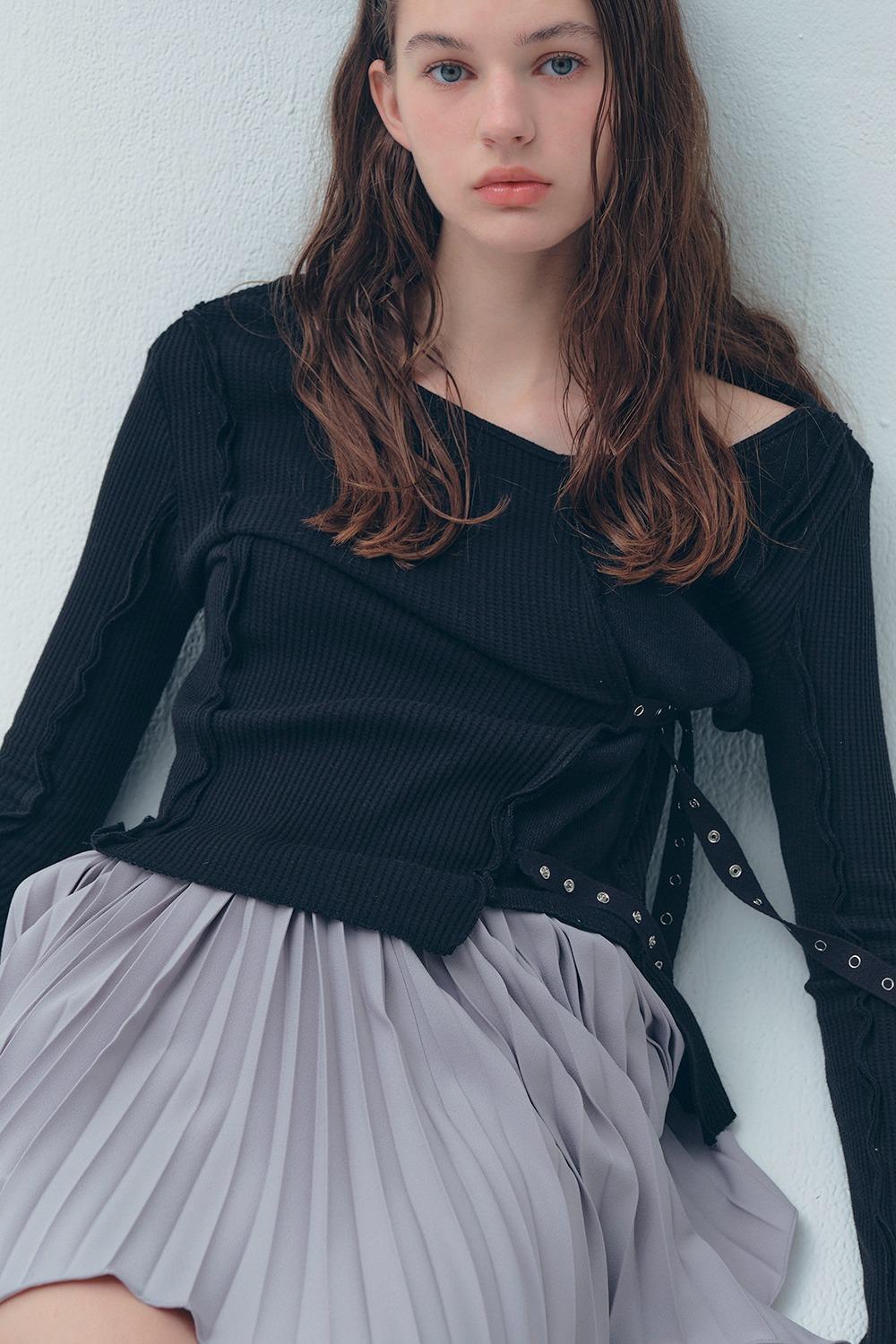 SNAP WAFFLE T-SHIRT [BLACK]