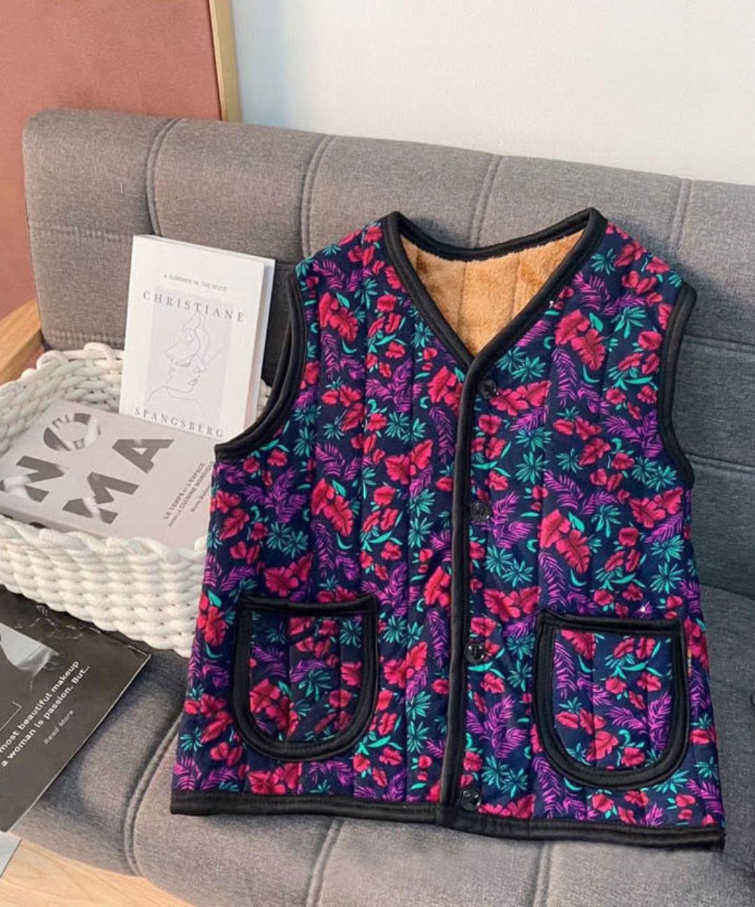 셀플리 촌캉스룩 할머니 조끼 할매 촌캉스 옷 할미룩 할머니룩 김장 성인 수면 꽃무늬 의상 엄마 니트 후리스 뽀글이 누빔 여자 가을 겨울 베스트 경량 패딩 털조끼 여성 빅사이즈 프리사이즈