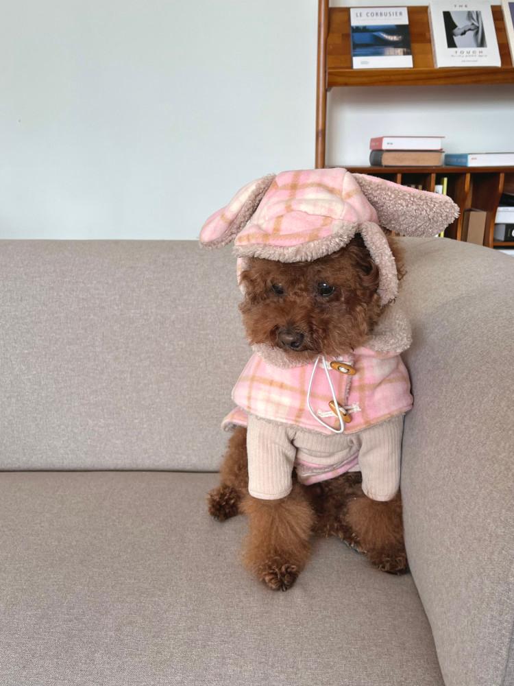 3차 [made제품] 탁탁탁탁 포그니 체크 강아지 토끼 군밤모자