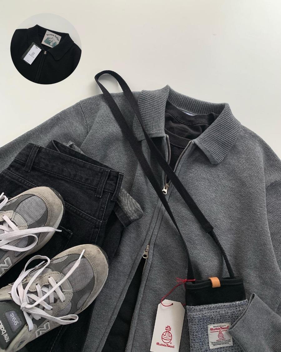 | NEW | collar knit zip-up