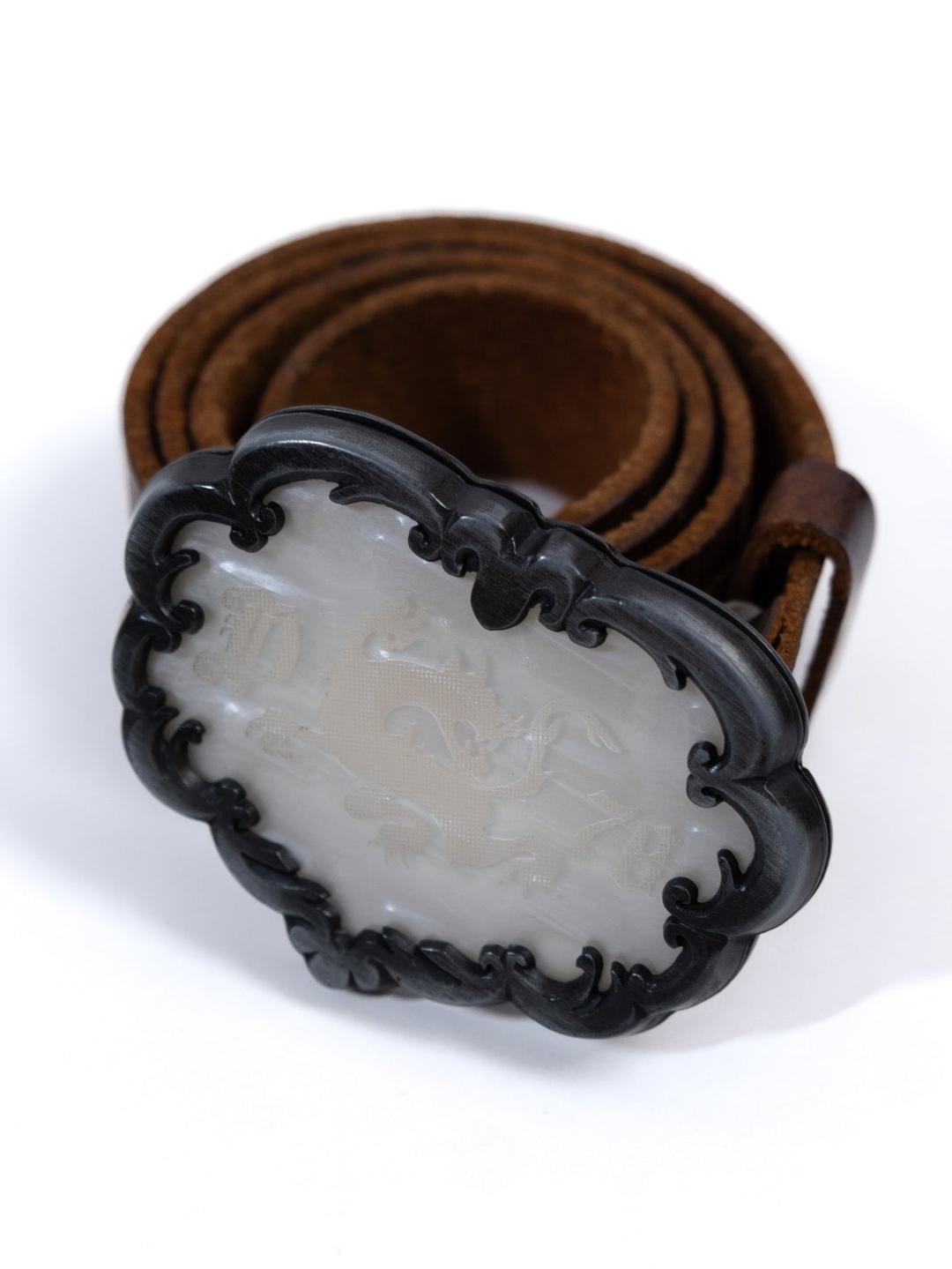 DIESEL REAL LEATHER BELT WITH CARVED BUCKLE