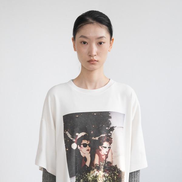 Brushed Graphic Oversized Cotton T (Ivory)