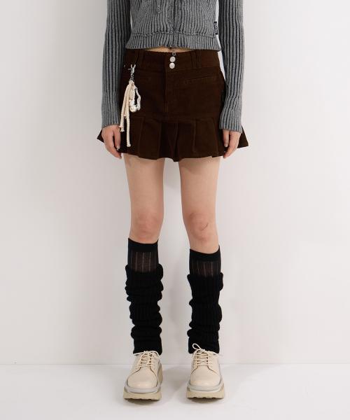 브라운 코듀로이 미니 스커트