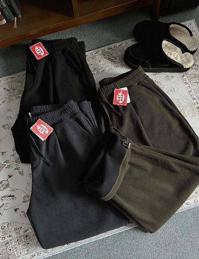 1+1 WARM HEAT 원턱 코듀로이 밴딩팬츠 (3color)