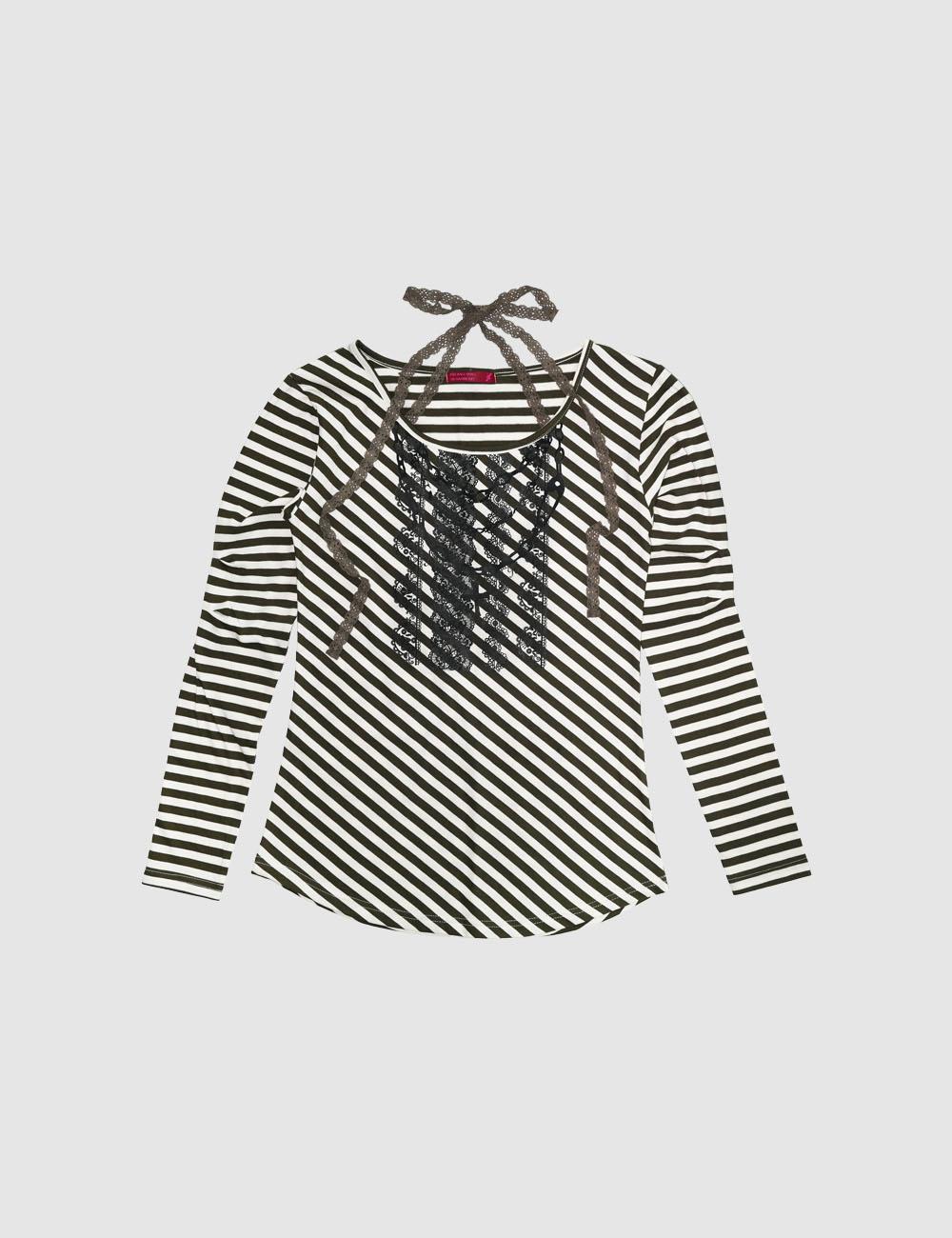 [2차 리오더] Lace halter top, khaki striped (11/24 예약배송)