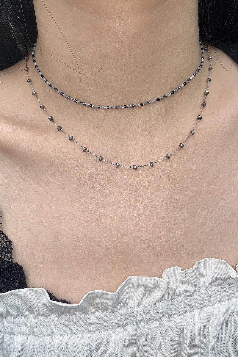 Black mini beads choker