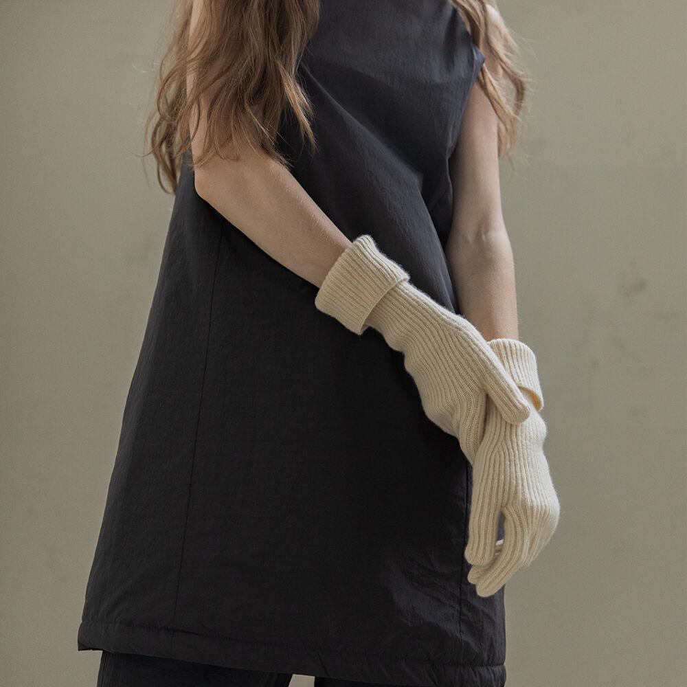 CASHMERE FINGERHOLE GLOVES (CREAM YELLOW)