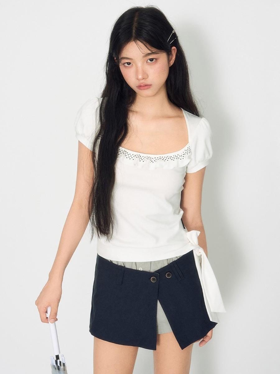 TAKEANAP Dottle Lace Ruffle Top (2color)