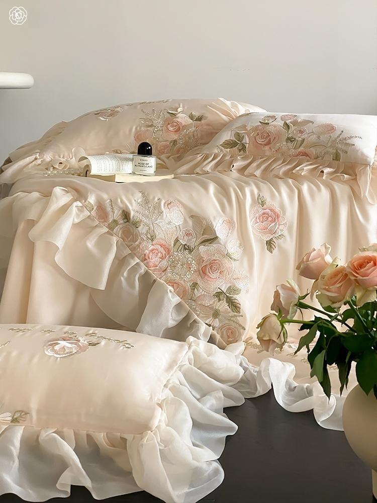 쉬폰 레이스 플라워 100수 순면 4피스세트 이불커버