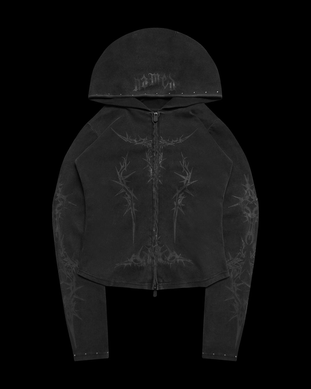 CURSE SCULPT STRETCH ZIP HOODIE WASHED CHARCOAL - L/XL