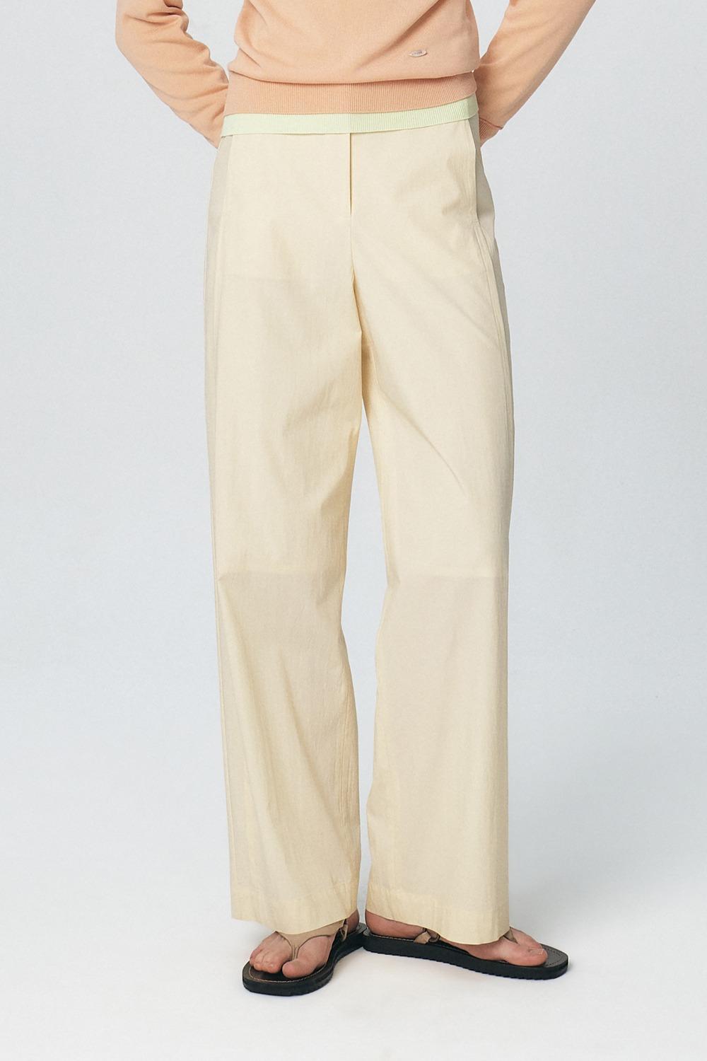 Back Banding Rayon Pants, Light Yellow