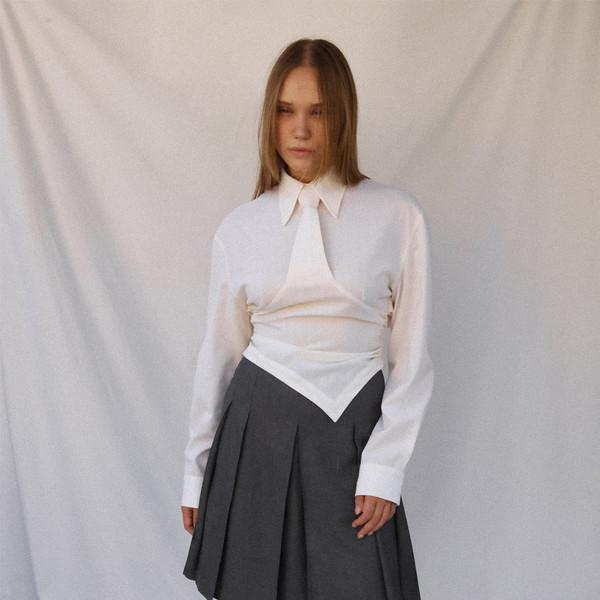 [주문 제작] Wool Necktie Shirt - Ivory