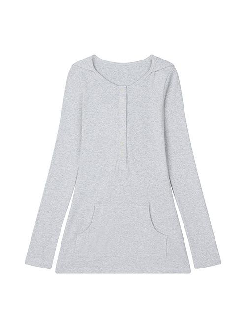 [CLaddA] contour hoodie t, white melange
