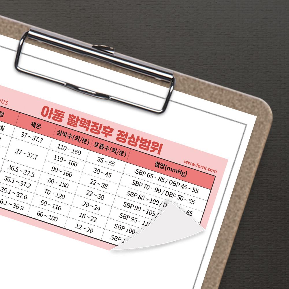 뽀너스 간호지식스티커 (아동활력징후 정상범위)