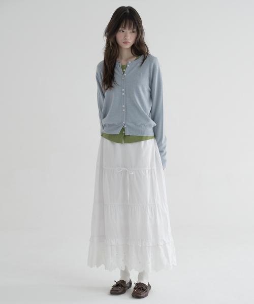 ROSE EYELET LONG SKIRT (WHITE)