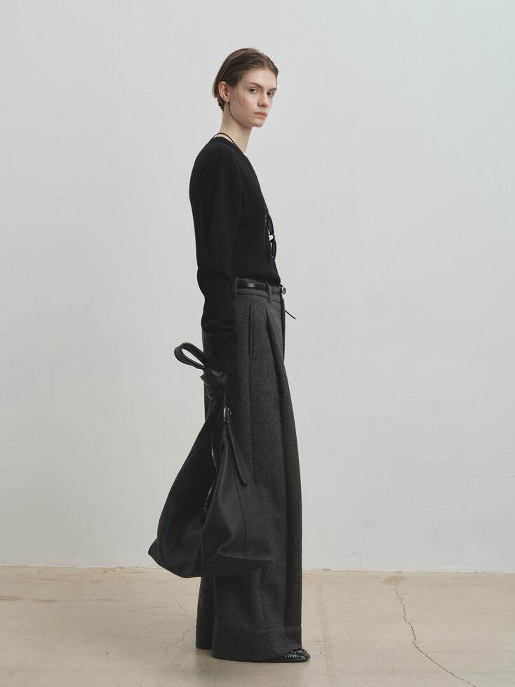 DEEP TUCK WIDE-LEG TROUSERS_ GREY