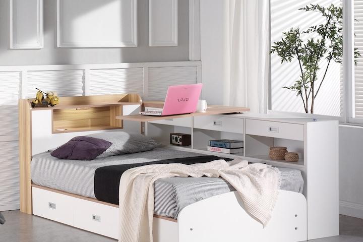 아이린2 LED 수납 침대 (SS/Q) (매트포함) +책상과서랍 추가선택