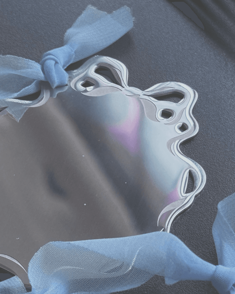 빈티지 리본 미러 키링