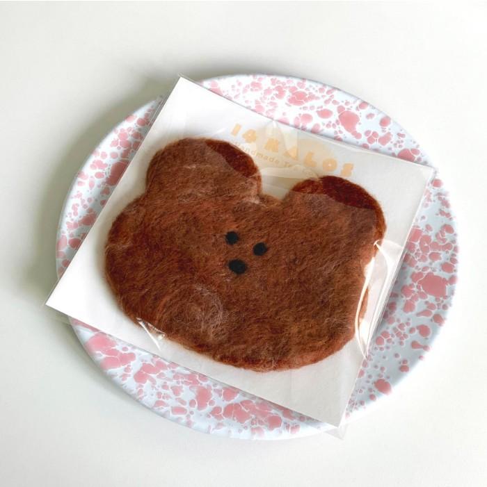 [열넷칼로스] 핸드메이드 양모 티코스터(곰도리)