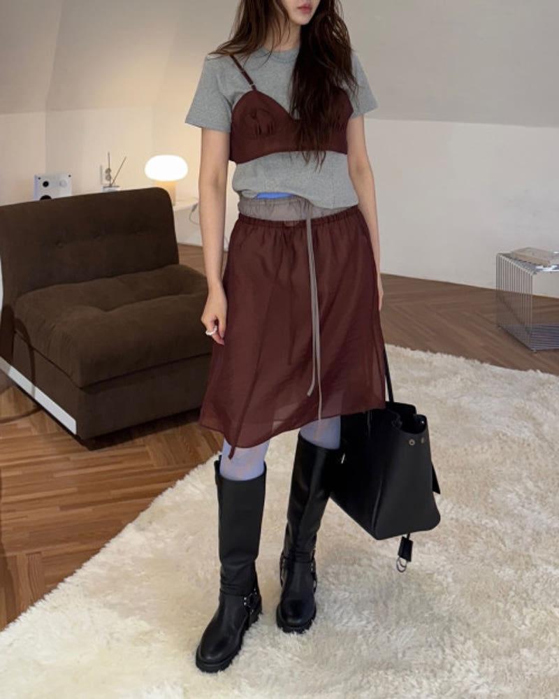 [버건디당일] eggis 에그이즈 25SS 로코 오간자 스커트 / 셋업가능 