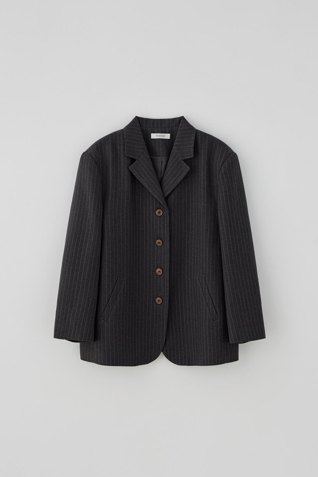 (2nd re-stock) T/T Pinstripe oversized jacket (charcoal)
