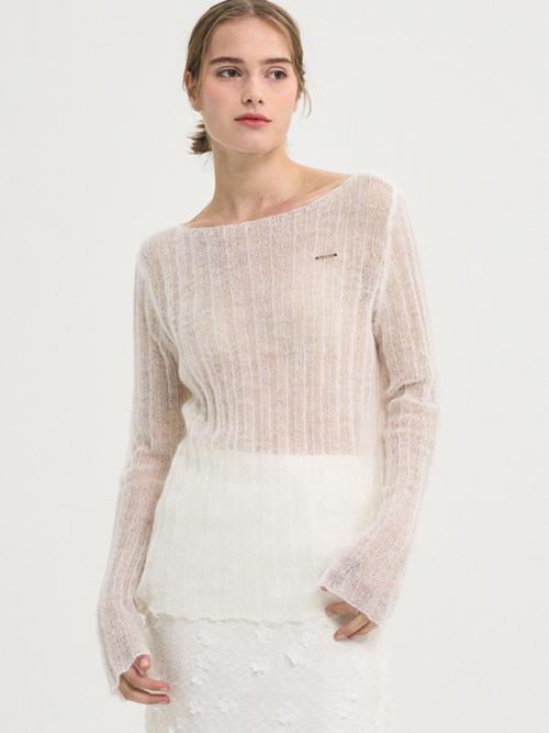 Mohair Seethrough Rib Wool Knit_Ivory