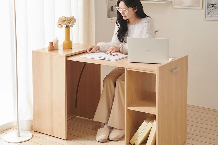 듀얼 폴딩 확장형 접이식 책상 테이블 식탁 홈바 일반형 1270x500