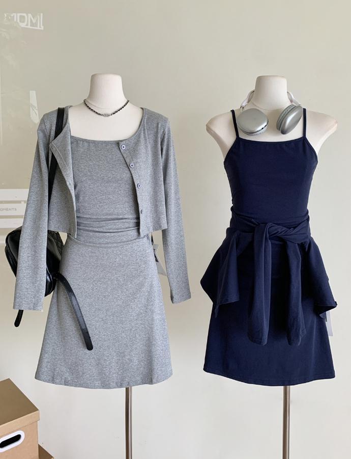 [세트]가디건+옆셔링원피스 세트(3컬러)