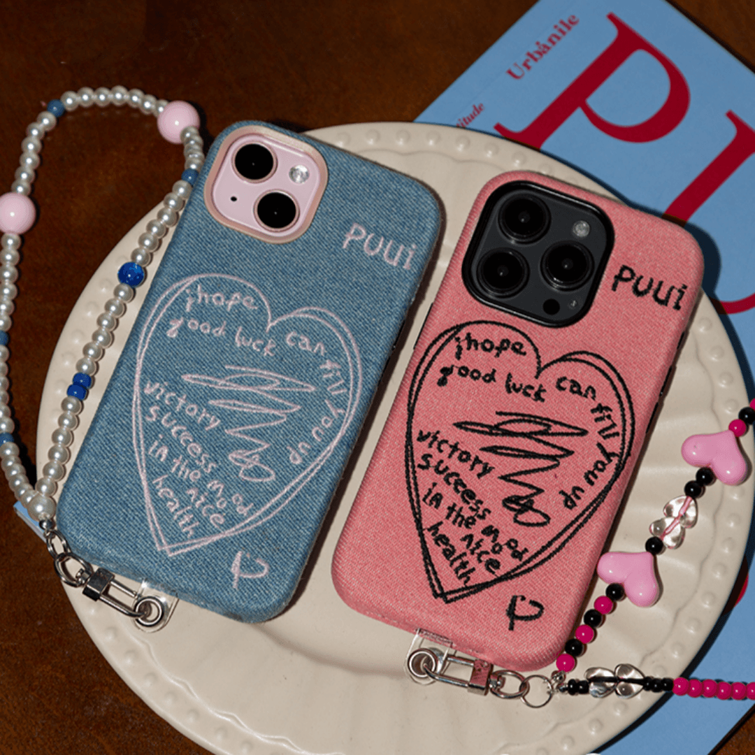 masiondegreen 아이폰 폰케이스 y2k 독특한 레트로 데님 하트 아이폰 케이스