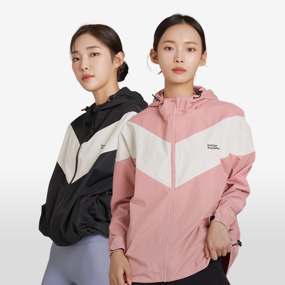 에센셜 V배색 땀복 후드 자켓