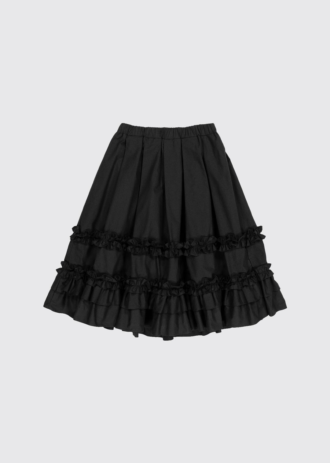 [4/10 출고] RUFFLE PLEATED MIDI SKIRT - BLACK