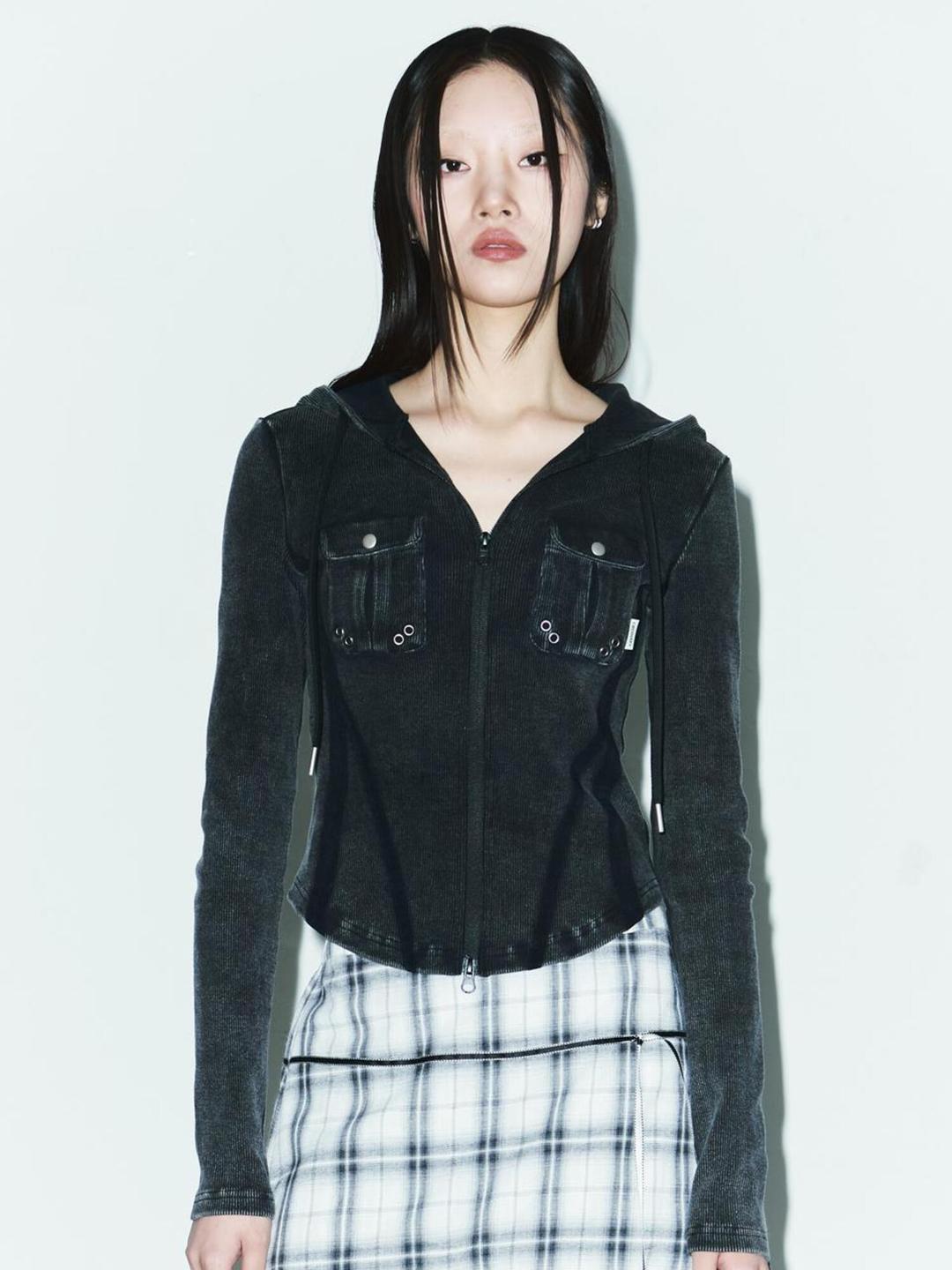 PIGMENT SLIM LINE ZIP-UP [BLACK]