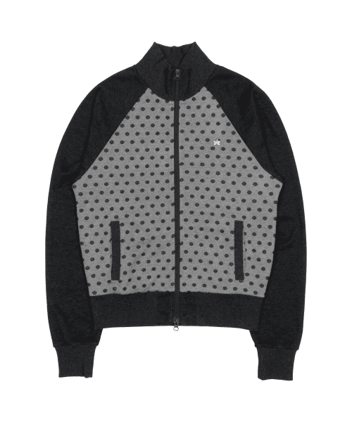 TCM dot raglan zip-up (charcoal/black)