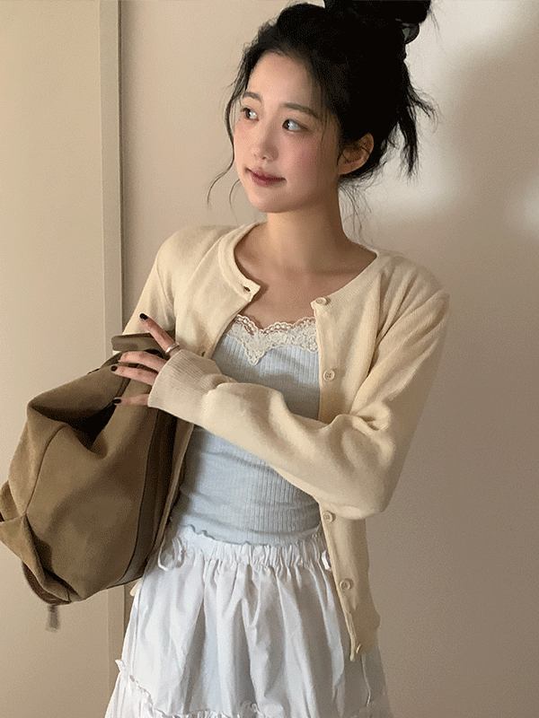 나이니 미트볼 베이직 라운드 니트 가디건