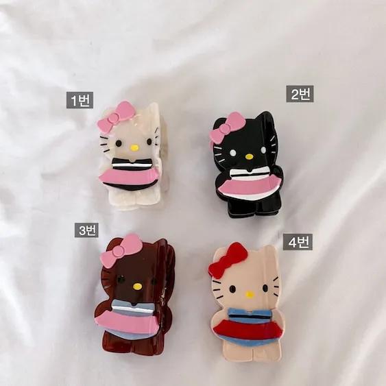 키티머리집게핀 반묶음 올림 숱많은 왕 빅 포인트 집게핀