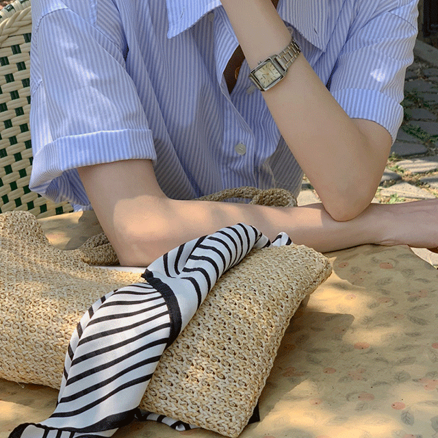 포이즈 오버핏 스트라이프 반팔셔츠 2col