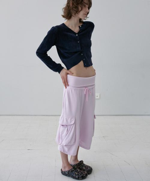FOLDOVER WAIST CARGO SHORTS BABY PINK
