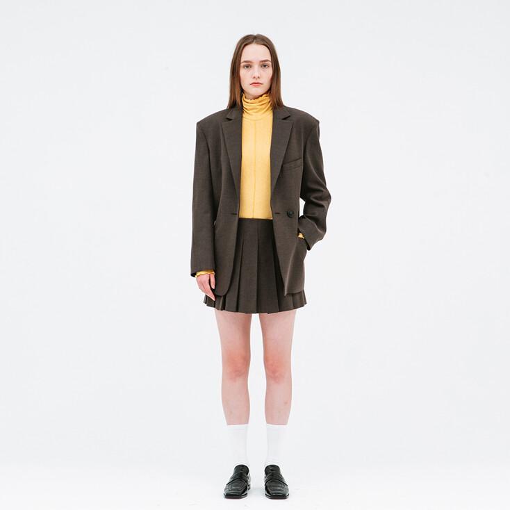 Volume Double Button Jacket in Brown