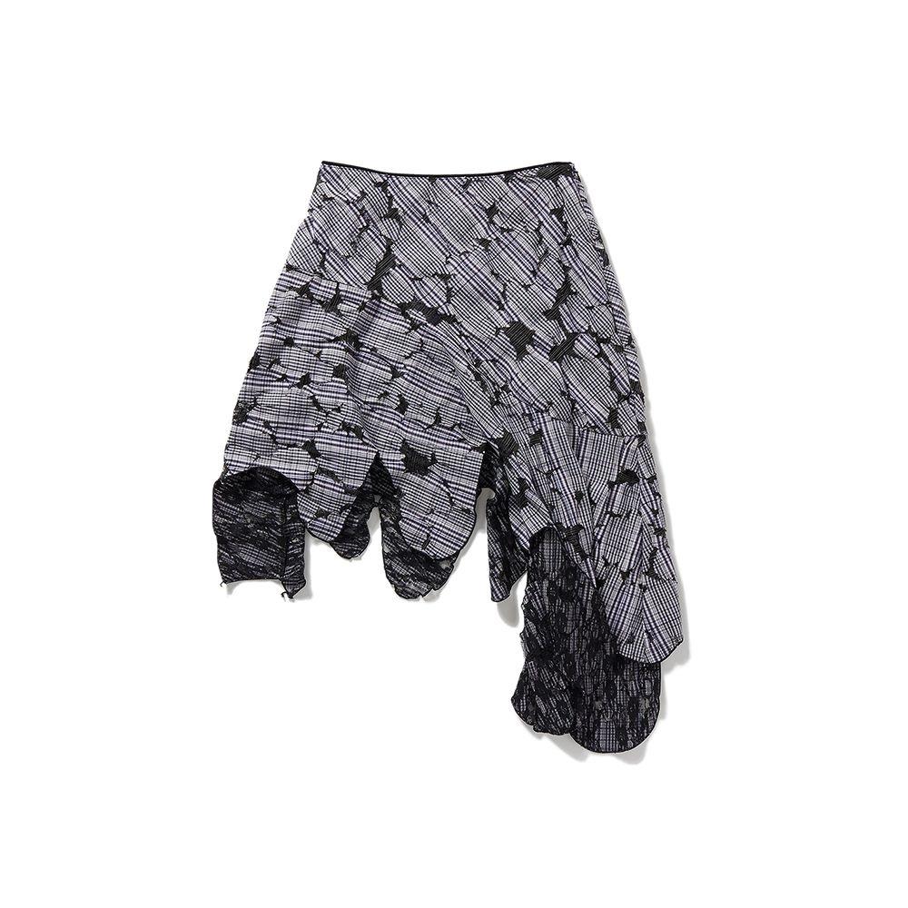 [퍼버즈] PERVERZE Check and Lace Jagged-hem Skirt NEPZN6SK208-PU