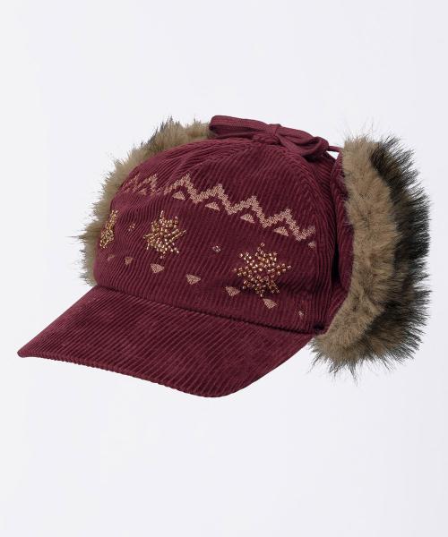 Nordic Corduroy Earflap Cap Burgundy